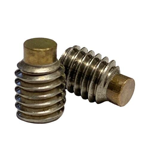 SSS1434SBT 1/4"-20 X 3/4" Socket Set Screw, Coarse, 18-8 Stainless, Brass Tip